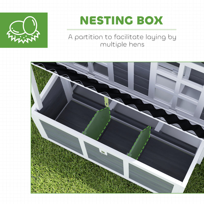 Wooden Chicken Coop with Nesting Box Slide-Out Tray and Perches for 4-6 Chickens by PawHut