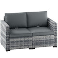 2 Seater Rattan Garden Sofa with Cushions for Outdoor Relaxing, Mixed Grey Outsunny