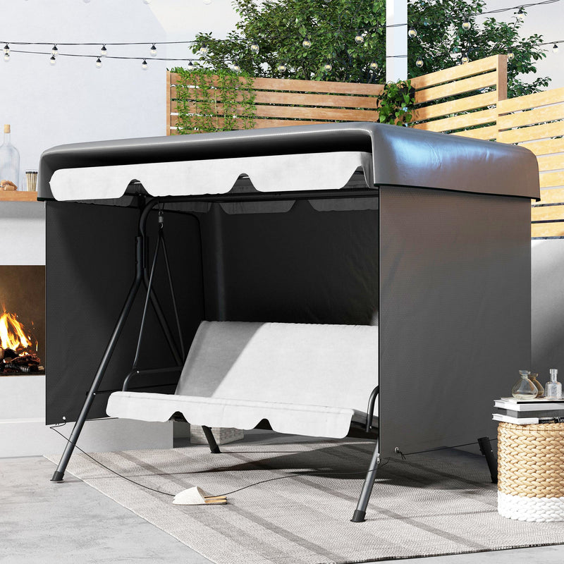 Dark Grey Waterproof Swing Chair Cover for 3 Seater Garden Bench with UV Protection