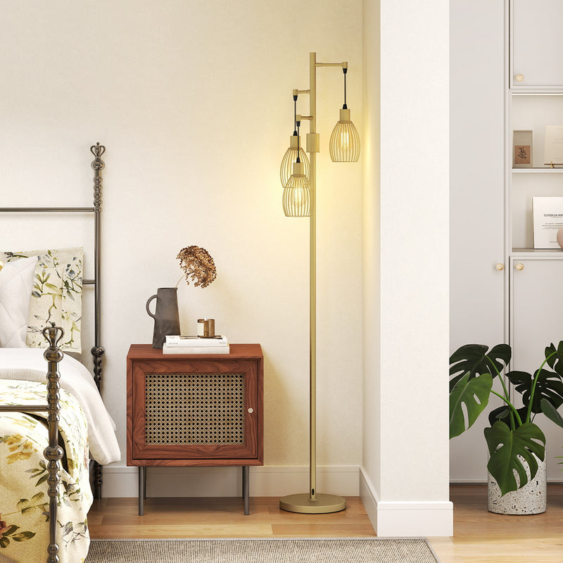 Floor Lamp with Adjustable Dimmable Lights for Living Room or Bedroom Gold