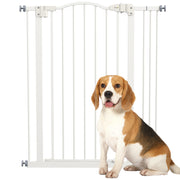 Adjustable Dog Safety Gate with Foldable Metal Frame for Doorways and Stairs White