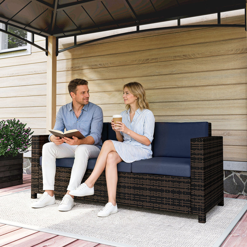 3 Seater Rattan Garden Sofa with Cushions for Comfortable Outdoor Relaxing, Black