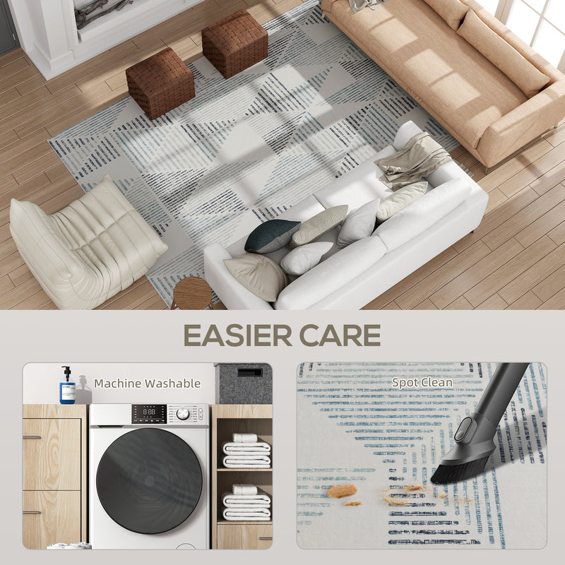 Large Geometric Non Slip Washable Area Rug Ideal for Living Room or Office Multi Coloured