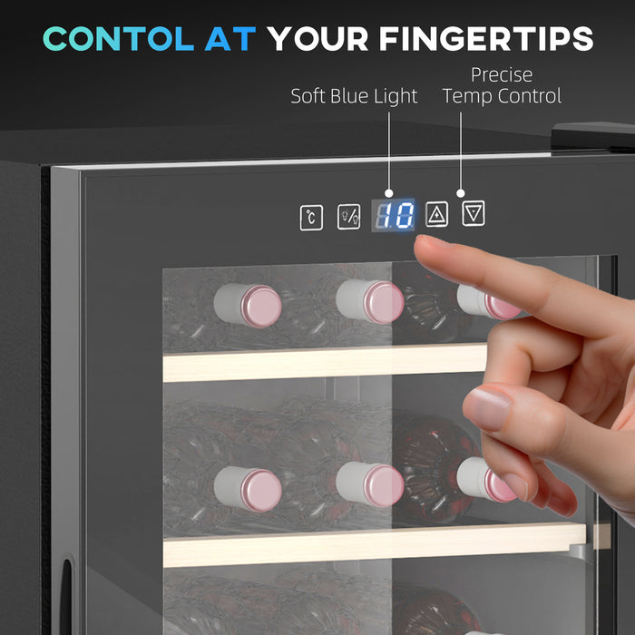 Black 41 Bottle Wine Fridge 91L with Glass Door LED Light and Touch Control by HOMCOM