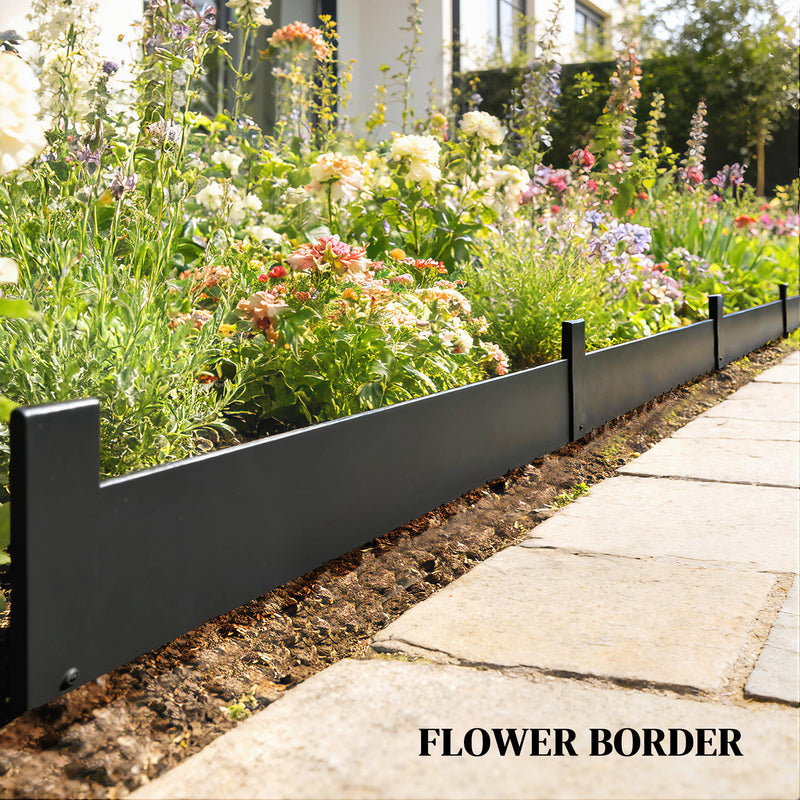Garden Edging Fence Flexible Metal Panels for Easy No Dig Borders Black AOSOM