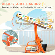 2 Seater Kids Garden Swing Bench With Adjustable Canopy And Safety Belts, Orange Aiyaplay