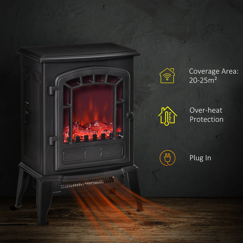 Electric Fireplace Heater for Quick Warmth and Cosy Atmosphere in Small Rooms Black