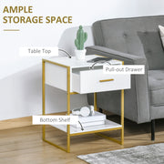 Set of 2 Modern Bedside Tables with Drawer and Shelf Ideal for Bedroom Storage White