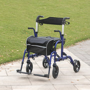 2 in 1 Wheelchair Transport Chair and Folding Rollator Walker with Seat and Bag by HOMCOM AOSOM