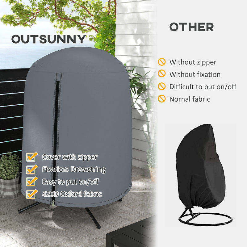 Grey Hanging Egg Chair Cover Waterproof Weatherproof 190 x 128cm by Outsunny