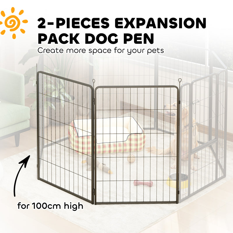 2 Piece Dog Pen Expansion Pack with 3 Connecting Stakes for 100cm High Pet Playpen by PawHut