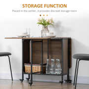 Six Person Drop Leaf Dining Table Brown and Black Space Saving Design by HOMCOM