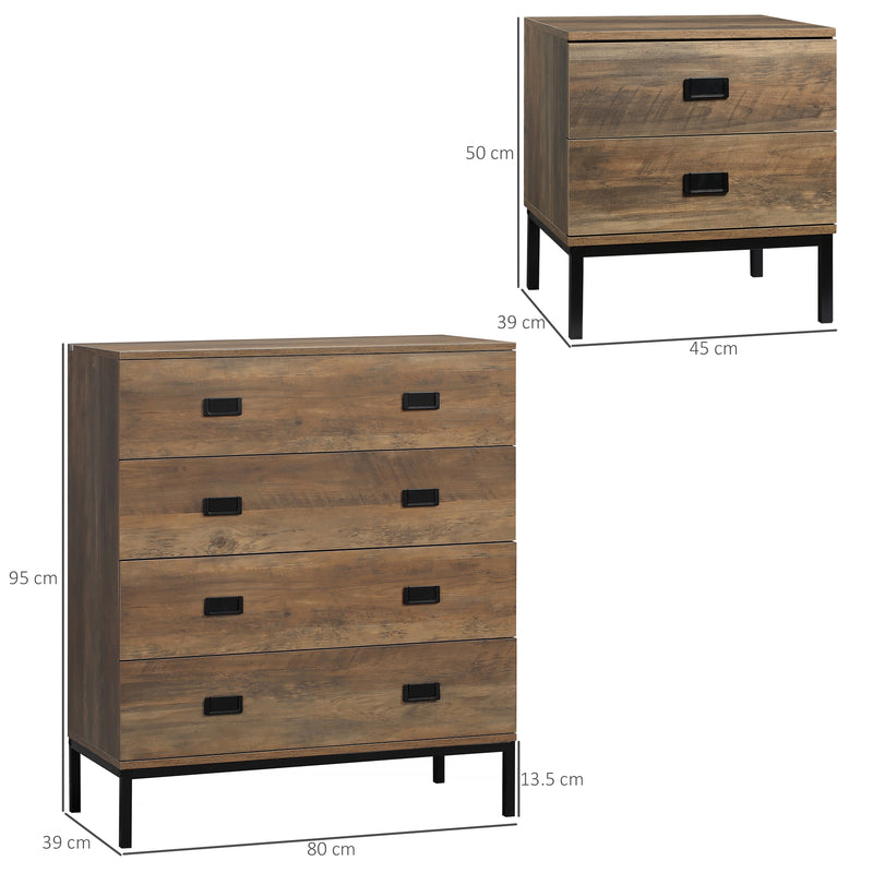 Bedroom Storage Set with Chest and Bedside Table for Organised Clothes and Essentials Coffee