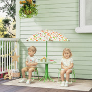 4 Piece Kids Garden Table and Chair Set with Adjustable Parasol Foldable Design Green by AIYAPLAY