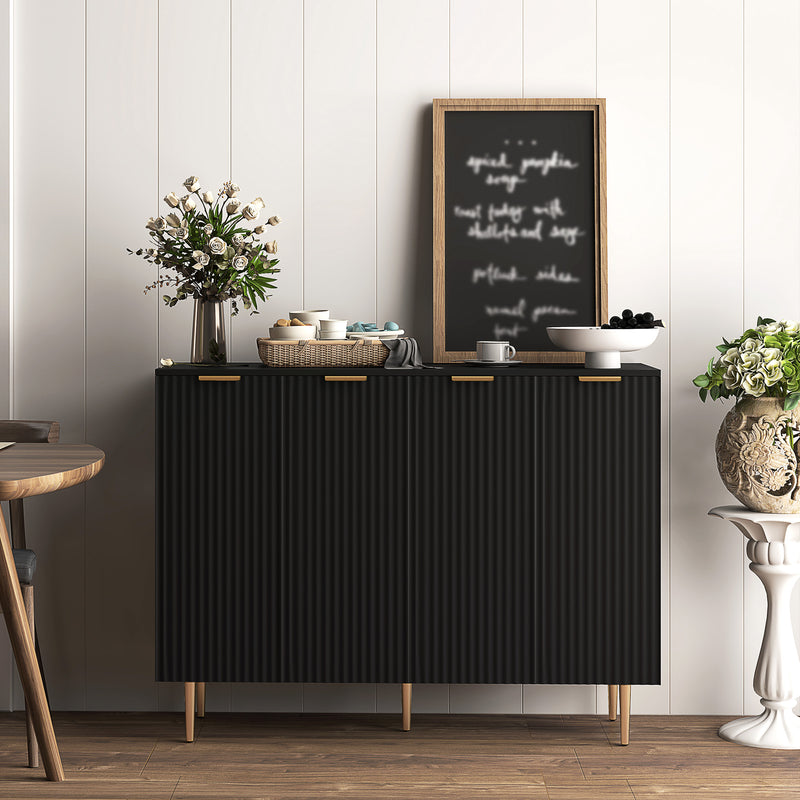 Sideboard Storage Cabinet with Adjustable Shelves for Kitchen or Hallway Organisation Black