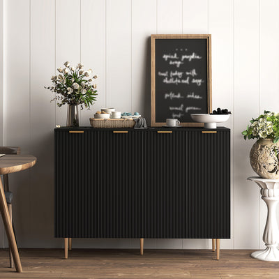 Sideboard Storage Cabinet with Adjustable Shelves for Kitchen or Hallway Organisation Black AOSOM