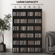 Black CD Storage Unit with Adjustable Shelves 89 x 130.5 cm by HOMCOM