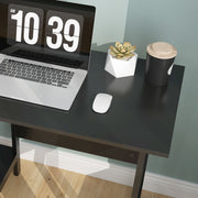 Black Compact Computer Desk with Storage Shelves and Bookshelf for Home Office