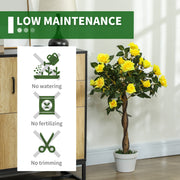 Set of 2 Artificial White Rose Plants in Pots 90cm for Indoor and Outdoor Decor by Outsunny