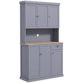 Tall Freestanding Kitchen Cabinet With Drawer and Open Countertop For Storage, Grey