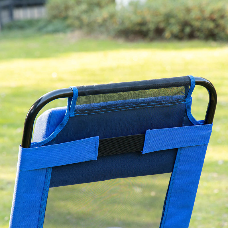 Set of 2 Folding Recliner Sun Loungers With Adjustable Backrest For Garden Use Blue Outsunny