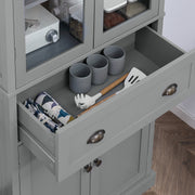 Tall Freestanding Kitchen Pantry Cupboard With Drawer And Adjustable Shelves Grey