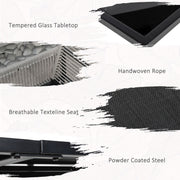 Five Piece Metal Patio Dining Set with Folding Back Chairs Light Grey by Outsunny