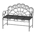 Outsunny Metal Garden Bench Loveseat with Slatted Seat, Black AOSOM