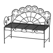 Outsunny Metal Garden Bench Loveseat with Slatted Seat, Black AOSOM