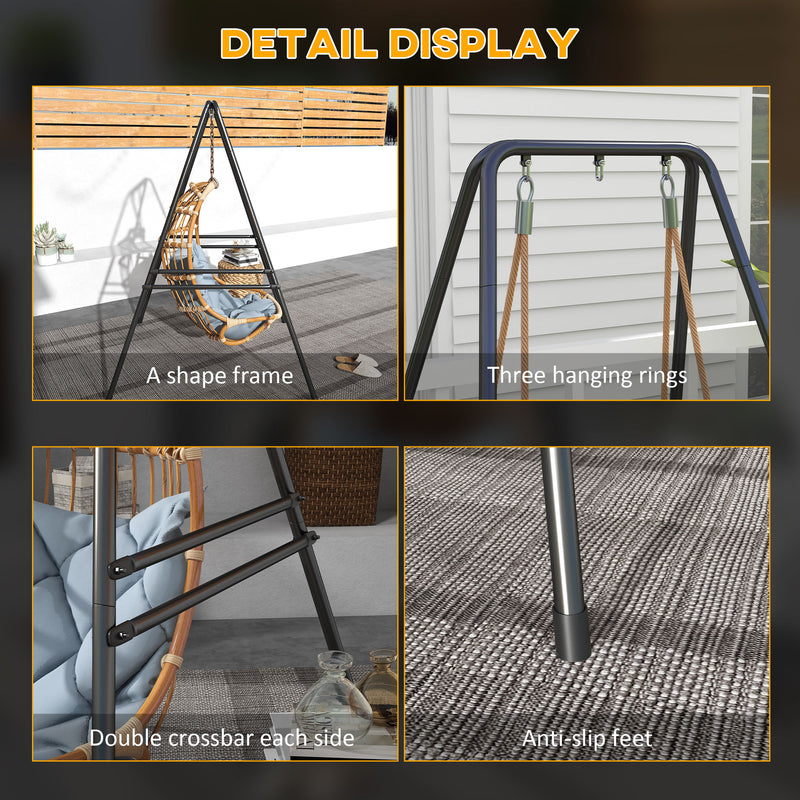 Heavy Duty Hammock Chair Stand For Hanging Swing Or Egg Chair Ideal For Garden Use Black AOSOM