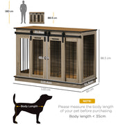 Wooden Dog Crate Furniture with Sliding Doors for Large and Small Dogs, Oak Tone