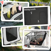 Pet Stroller for Small Dogs and Cats with Mesh Windows and Storage Basket Grey AOSOM