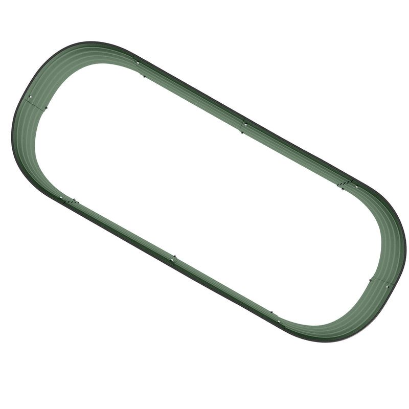 Green Galvanised Metal Raised Garden Bed With Safety Edging For Flowers And Herbs