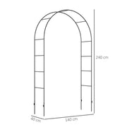 Black Metal Garden Arch for Climbing Plants Roses and Vines 240H cm by Outsunny