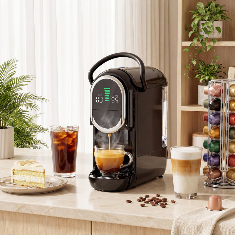Coffee Machine for Pods and Ground Coffee Compact Easy Clean Black AOSOM