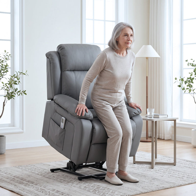 Electric Riser Recliner Chair Grey - woman rising from the seat
