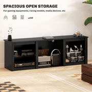 Black 65 Inch TV Stand with LED Lights and Storage by HOMCOM