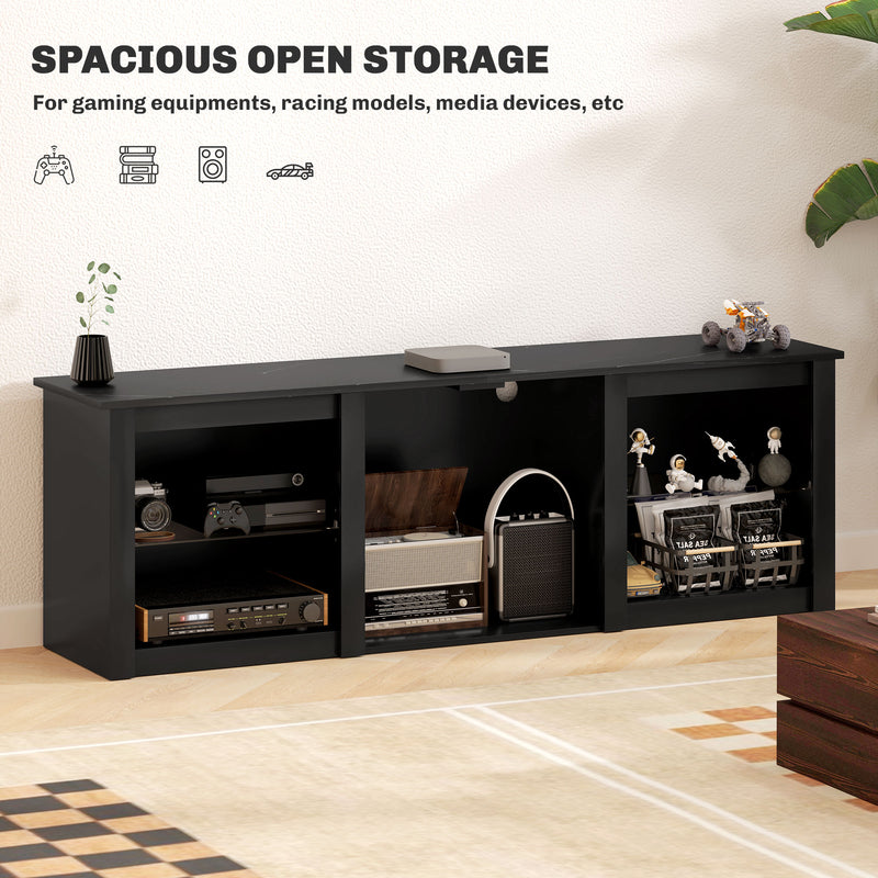 Black 65 Inch TV Stand with LED Lights and Storage by HOMCOM