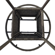 Grey Round 4 Seater Rattan Garden Table with Wood Effect Top for Outdoor Dining 70cm