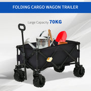 Black Folding Cart Trolley Wagon with Handle and Wheels for Camping or Beach Use