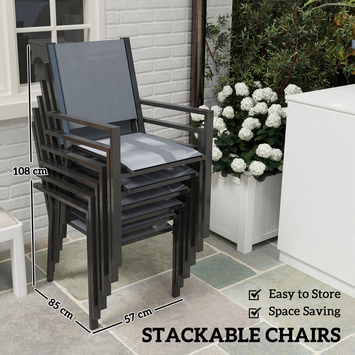 7 Piece Garden Dining Set with Stackable Chairs and Slatted Table by Outsunny