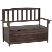 2 Seater Wooden Garden Storage Bench with Armrests - Durable Fir Wood Construction Outsunny