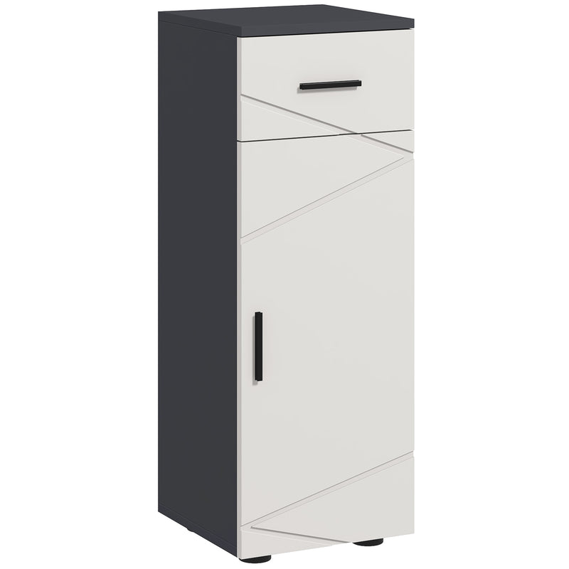 Slim Bathroom Storage Cabinet with Drawer and Adjustable Shelf for Small Spaces Grey AOSOM