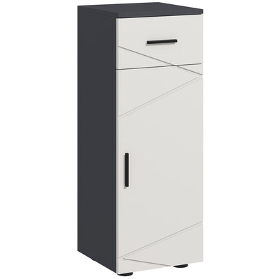 Slim Bathroom Storage Cabinet with Drawer and Adjustable Shelf for Small Spaces Grey AOSOM