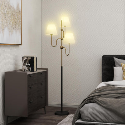 Tall 3 Light Floor Lamp With Foot Switch Ideal For Living Room Or Office Use, Grey