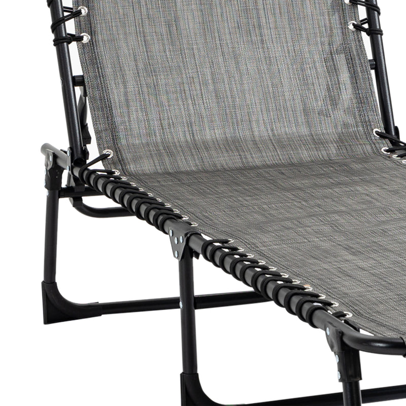 Set of 2 Folding Sun Loungers with Adjustable Backrest and Pillow for Garden or Beach