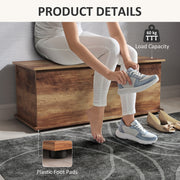 Grey 113L Storage Chest with Flip-Top Lid and Safety Hinges for Living Room or Hallway by HOMCOM