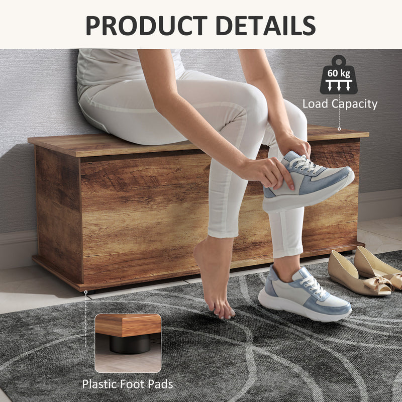 Grey 113L Storage Chest with Flip-Top Lid and Safety Hinges for Living Room or Hallway by HOMCOM