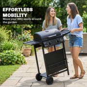 Gas Barbecue with 2 Burners and Storage for Easy Outdoor Cooking Black Outsunny