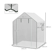 Walk In PE Greenhouse Cover Replacement With Roll Up Door And Windows For Garden, White